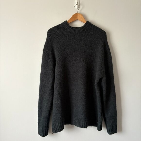 Zara Wool Alpaca Blend Oversized Soft Knit Sweater Dark Grey Charcoal Size Large - Picture 2 of 9